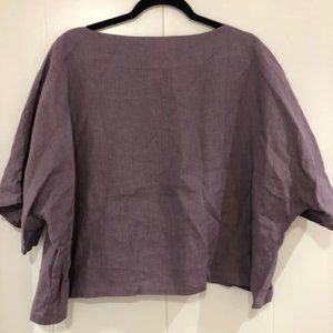 Boxy Cropped Purple Linen Top